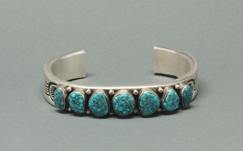 Large Silver Bracelet with Lone Mountain