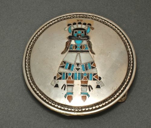 Zuni Buckle of Inlay Shalako