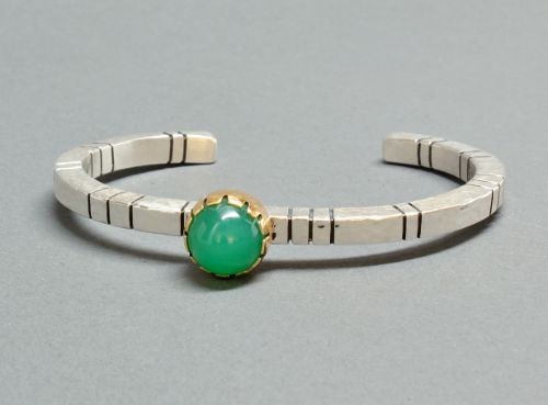 Yazzie Johnson and Gail Bird Bracelet of Chrysoprase