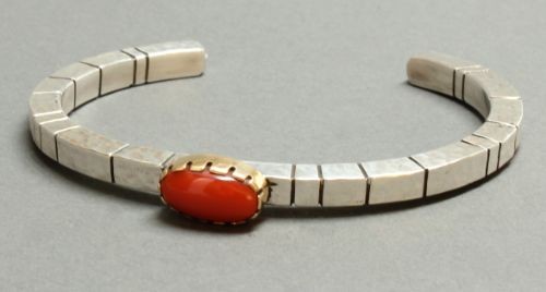 Yazzie Johnson and Gail Bird Bracelet with Red Coral