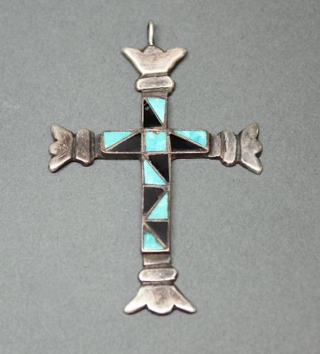 Zuni Inlay Cross Pendant by Horace Iule
