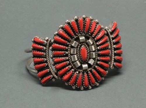 Zuni Needlepoint Bracelet of Coral