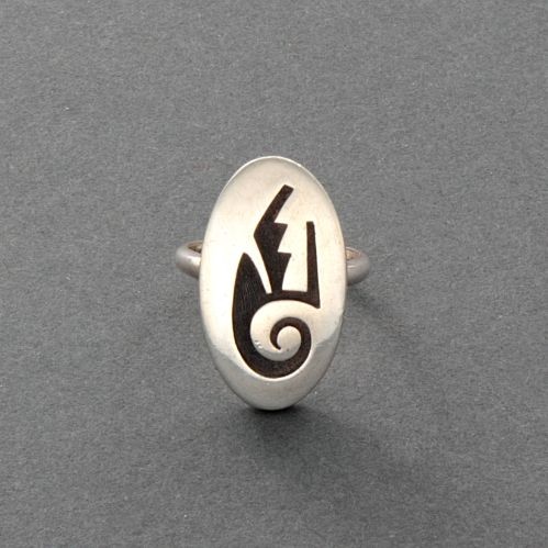 Hopi Silver Overlay Ring By Loren Phillips