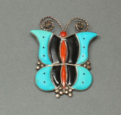 Bold Zuni Inlay Butterfly Pin