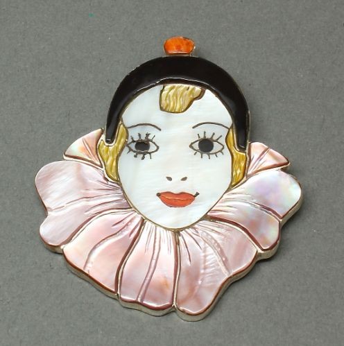 Shirley and Virgil Benn Pin Pendant of Inlay Clown