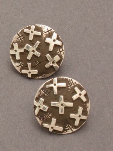 Kee Yazzie Silver Cross Earrings