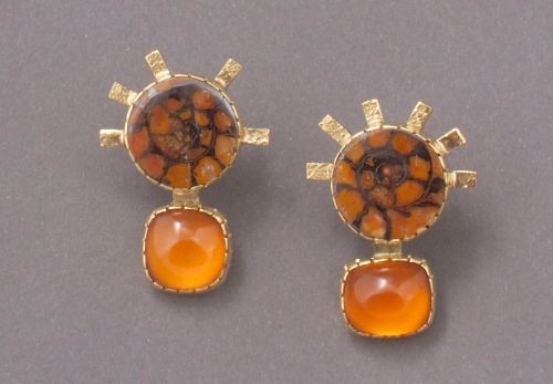 Earings by Yazzie Johnson & Gail Bird With Ammonite