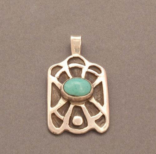 Silver and Turquoise Pendant by Allen Pooyouma