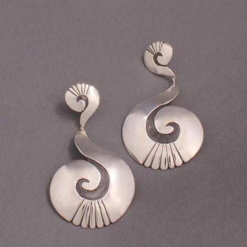 Debbie Silversmith Earrings of Swirl Dangles