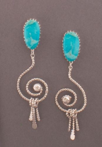 Debbie Silversmith Turquoise Dangle Earrings