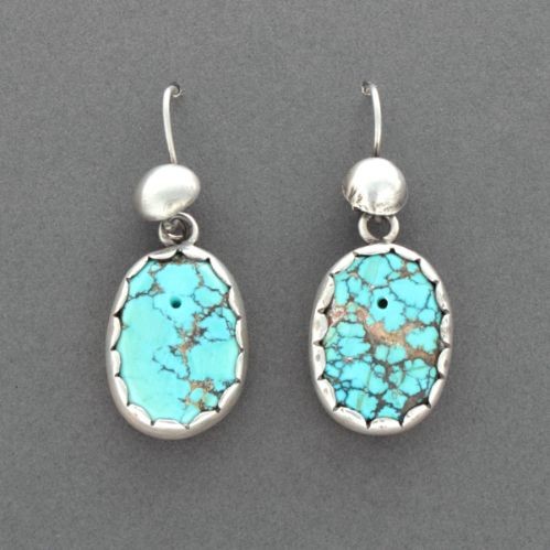 Old 1910 Number 8 Turquoise Tab Earrings