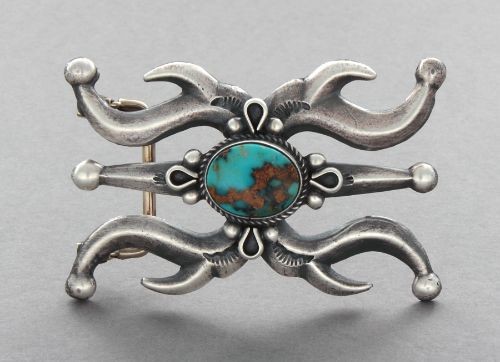 Vintage Tufa Cast Buckle With Turquoise