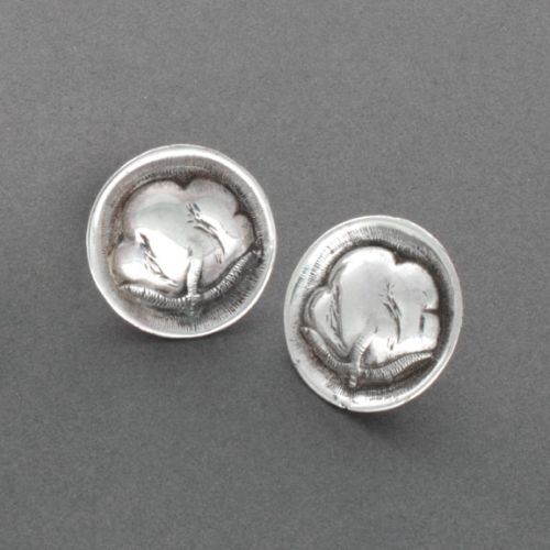 Kenneth Begay Silver Earrings with Cotton Boll Motif