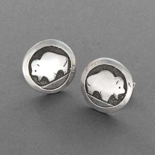 Vintage Navajo Silver Buffalo Cufflinks