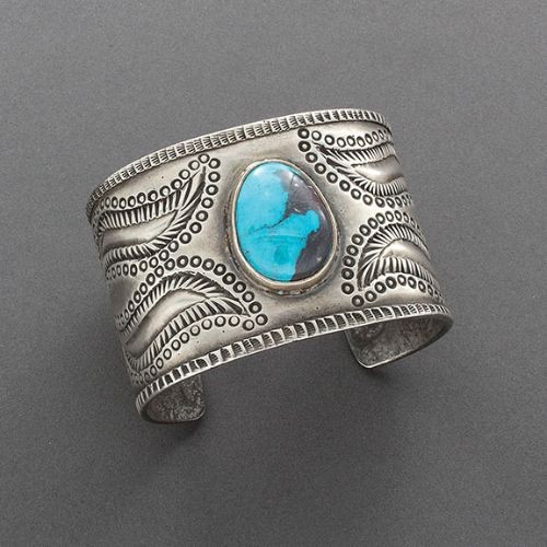 Olin Tsingine Ingot Bracelet with Turquoise