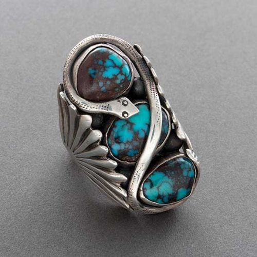 Navajo Snake Ring with Turquoise