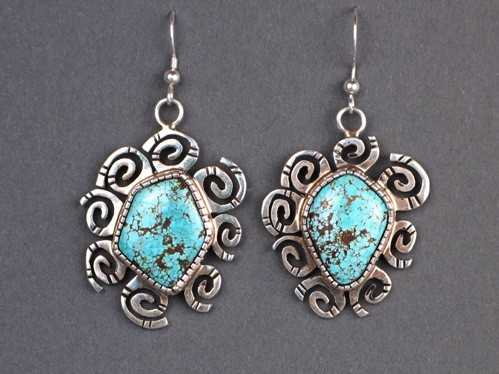 Kee Yazzie Earrings of #8 Turquoise