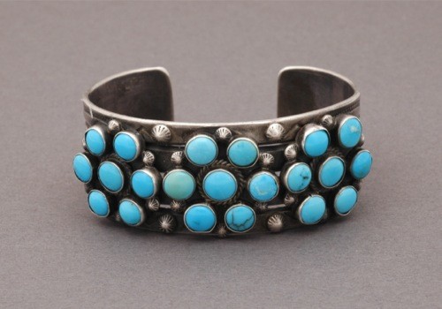 Early Turquoise Cluster Cuff Bracelet