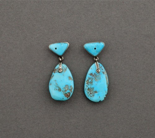 Old Navajo or Pueblo Turquoise Drop Earrings