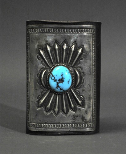 Old Navajo Bow Guard or Ketoh of Silver and Turquoise alternate