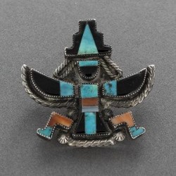 Zuni Pin of Mosaic Inlay Knifewing God