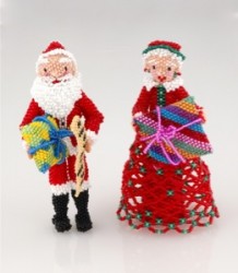 Zuni Beaded Santa and Mrs. Claus