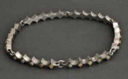 Pat Pruitt Stainless Steel Link Bracelet with Diamonds