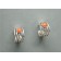 Silver Hoop Earrings Set With Coral