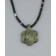 Mary Tafoya Flower Pendant on Jet Beads