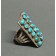 Zuni Ring of 18 Turquoise Stones 