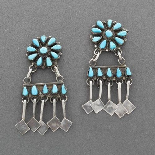 Old Zuni Petit Point Earrings with Dangles