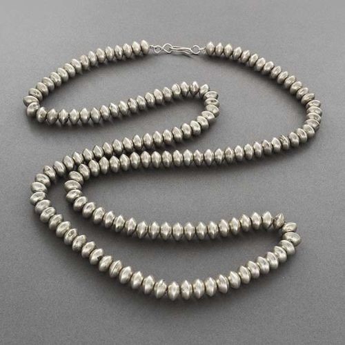 Long Strand of Old Handmade Navajo Silver Beads