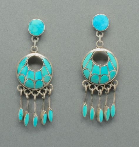 Annie Quam Gasper Turquoise Spiderweb Earrings