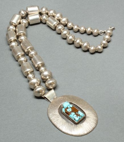 Joe Quintana Necklace of Turquoise and Silver