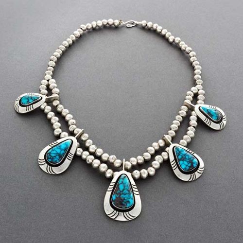 High Grade Bisbee Turquoise Navajo Necklace