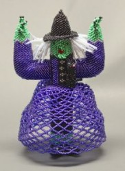 Beaded Purple Witch Figure