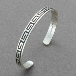 Hopi Overlay Silver Bangle With Water Motif