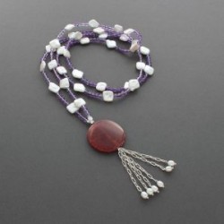 Liz Wallace Amethyst and Pearl Tassel Necklace