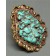Tony Aguilar Ring of Large Sea Foam Turquoise and Brass